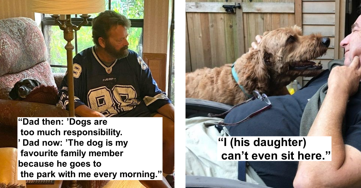 22 Times Tough Men Didn’t Want A Dog But Fell In Love With One Anyway