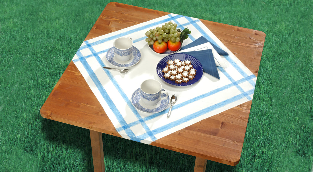 DIY Trompe L'Oeil Tablecloth: Paint a Permanent Outdoor Table Decor