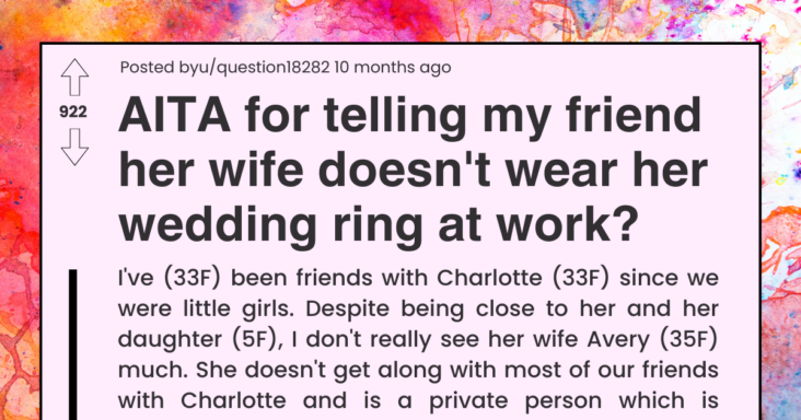 Woman Tries To Create Drama Between Couple By Telling Husband That His Wife Doesn’t Wear Wedding Ring At Work