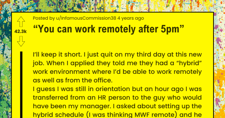Boss Tells Employee To Work Remotely After 5 PM, They Quit - grandgoldman.com