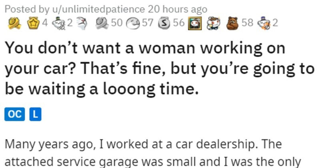Customer Does Not Want A Female Mechanic To Work On His Car, Waits For Hours For The Male Mechanic To Arrive