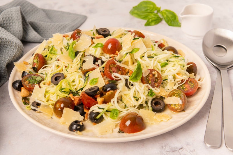 Zoodles Recipe: Fresh Zucchini Noodles with Cherry Tomatoes