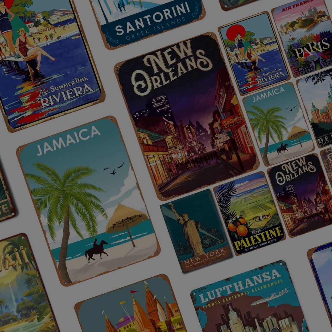 Vintage Metal Signs & Tin Travel Gift Plates - Grand Goldman