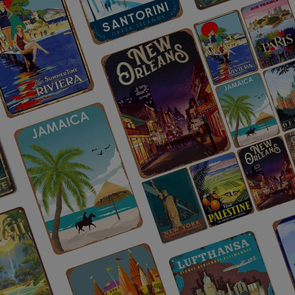 Vintage Metal Signs & Tin Travel Gift Plates - Grand Goldman