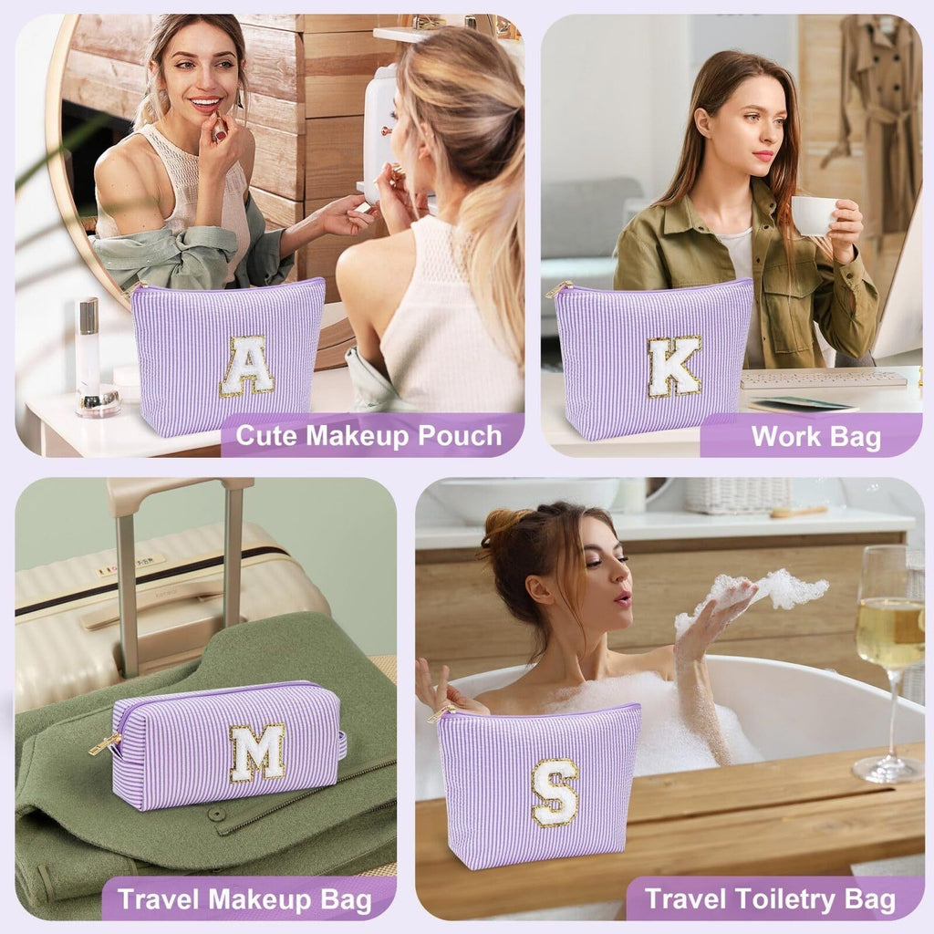 Embroidered Lettered Make-up Bag Portable Travel Storage