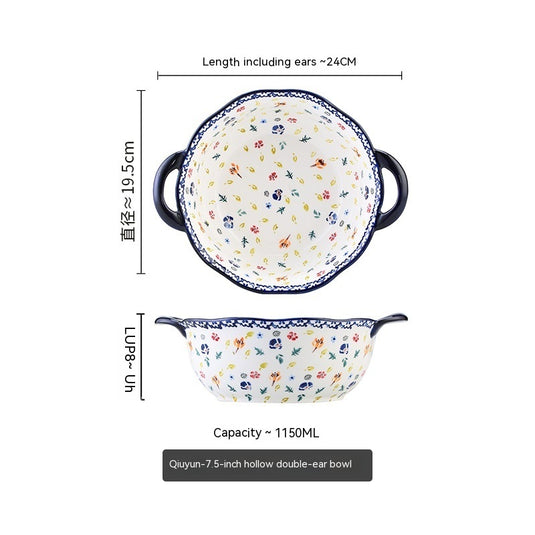 Polish Lace Bowl Home Use Set Good-looking Ceramic Nordic Bowl Plate Tableware Binaural