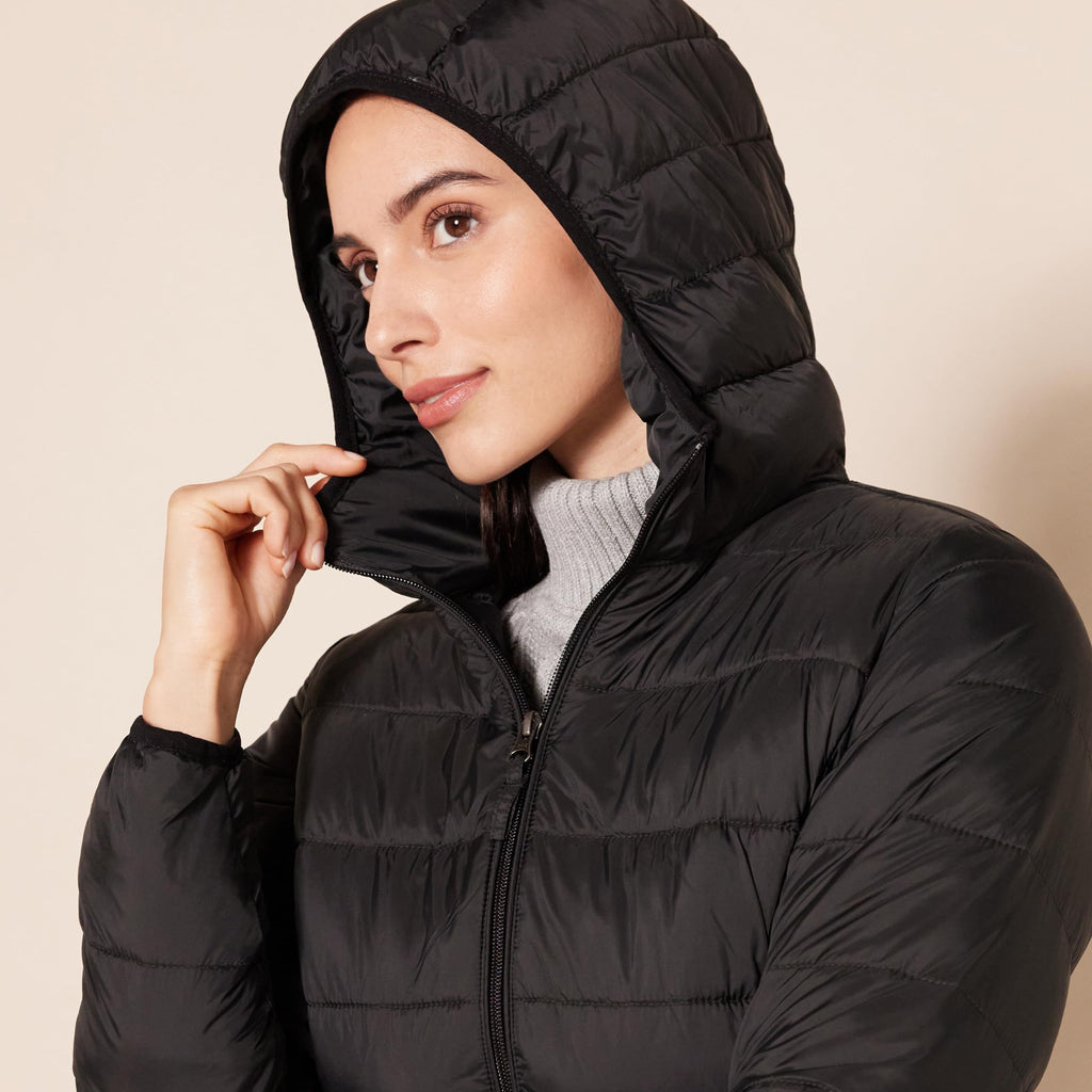 Women's Lightweight Water-Resistant Packable Hooded Puffer Coat