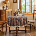 American Country Encryption Jacquard Round Coffee Table Cloth