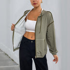 Idle Style Hooded Striped Women's Casual Jacket