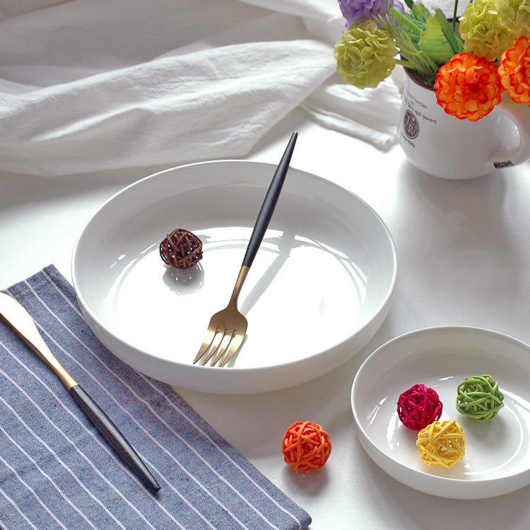 Home Fashion Pure White Bone China Plate Set