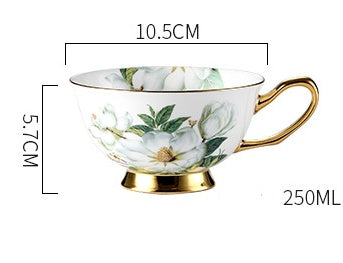 High-grade Bone China Coffee Cup And Saucer Set Flower Tea Afternoon Tea Ceramic Cup Household With Spoon