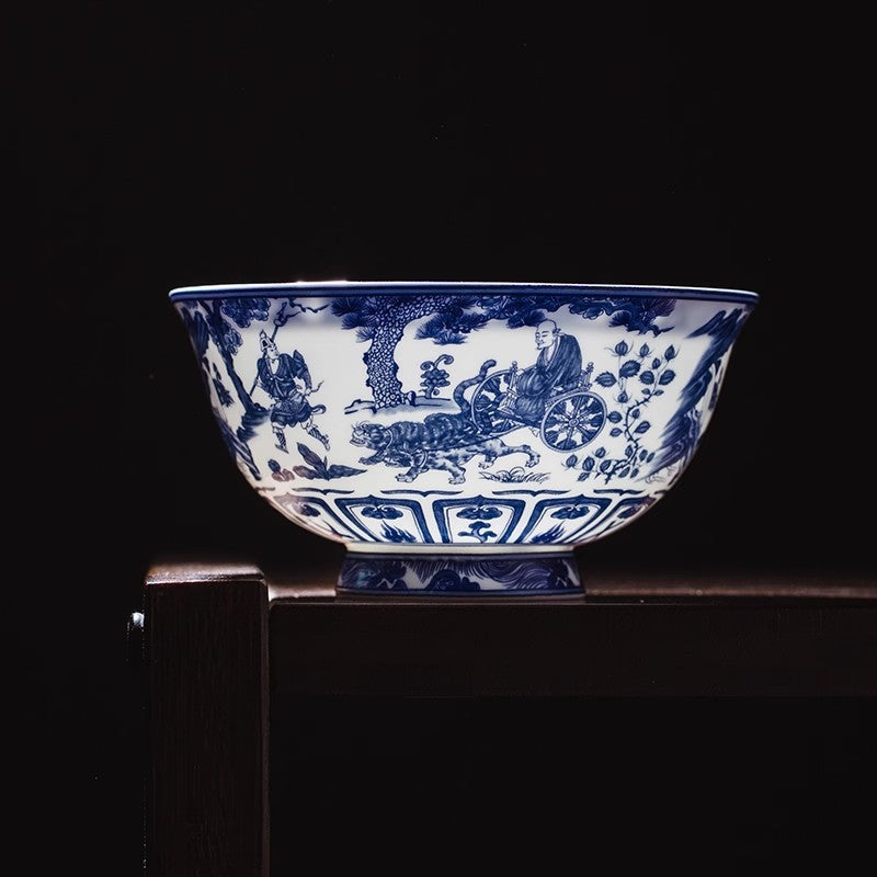 Blue And White Devil Valley Bowl Bone China High Foot Anti-scald Ceramic Home Night