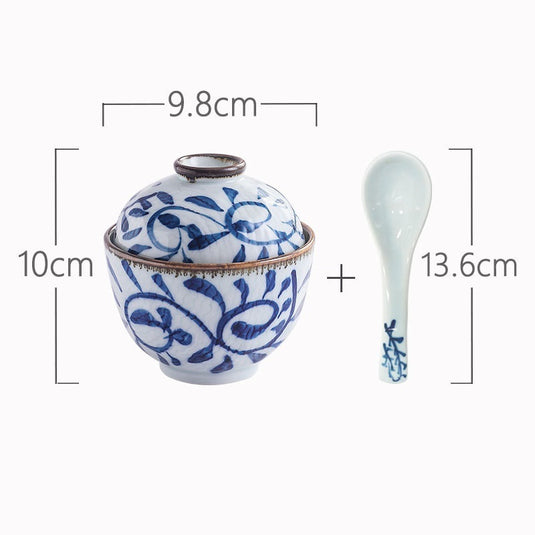 Ceramic Hand-painted 4-inch Japanese Stew Bowl With Cover