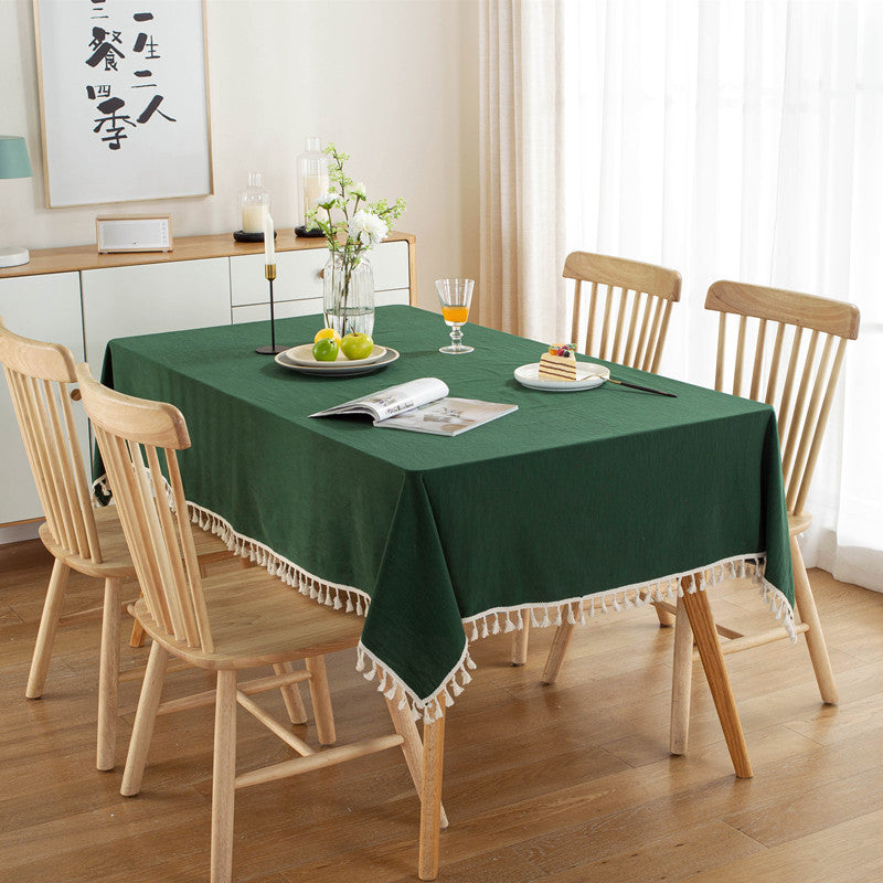 All Cotton Washed Cotton Tassel Coffee Table Cloth Table Cloth