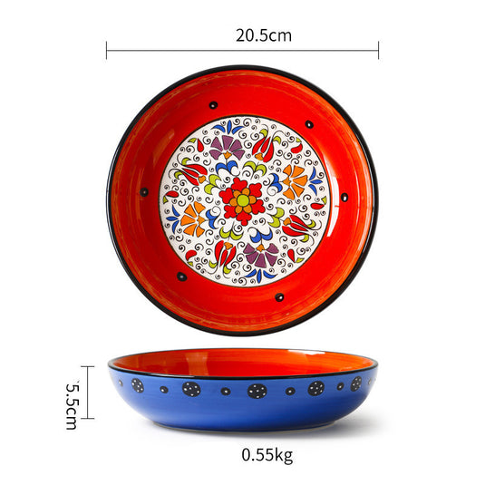 Ceramic Tableware Pastoral Style Home Plate Dinner Plate