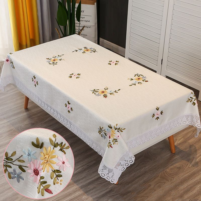 Hand Embroidered Coffee Table Rectangular Household Table Cloth