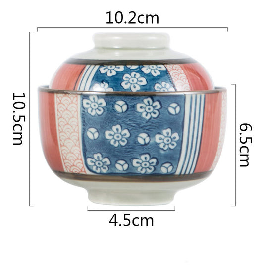 Japanese-style Pot-stewed Bowl With Ceramic Hand-painted Lid