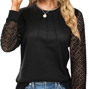 Casual Autumn Knitted Shirt Women's Lace