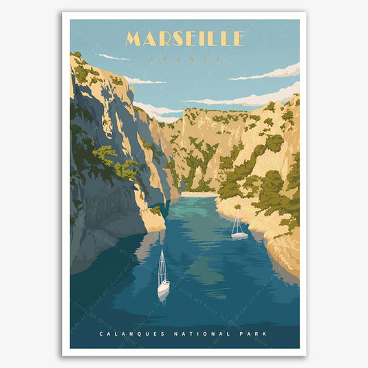 Marseille Frankrig Vintage rejseplakat National Park lærred maleri Hjem dekoration