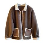 Lamb Wool Women's Loose Slimming Thickened Warm Plus Size Splicing Coat