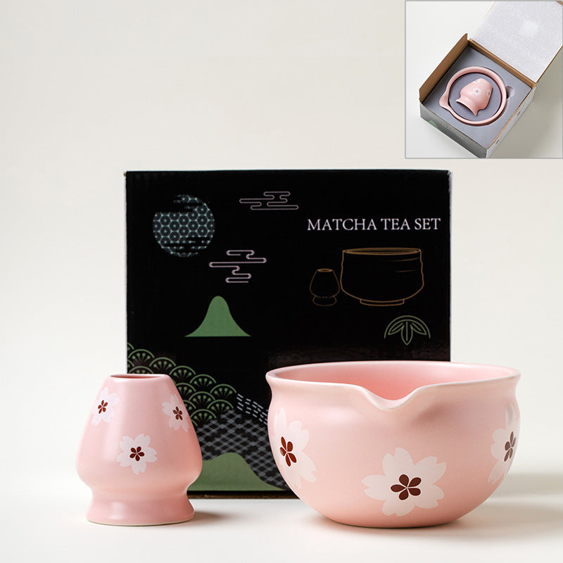 Flower Pattern Tea Whisk Benli Tea Bowl Set