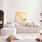 104" Cloud Sectional Couch with Comfy Chaise, Boneless L Shape Sofa with Deep Seat, Minimalist Modular Couches Sleeper for Living Room Bedroom Apartment Lounge,Black - Grand Goldman