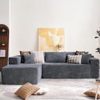 104" Cloud Sectional Couch with Comfy Chaise, Boneless L Shape Sofa with Deep Seat, Minimalist Modular Couches Sleeper for Living Room Bedroom Apartment Lounge,Black - Grand Goldman