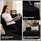 104" Cloudy Sectional L Shaped Couch for Living Room, No Assembly Required, Modular Comfy Sofa with Deep Seat, Fluffy Couch with Sleeper Chaise for Apartment Lounge (Black) - Grand Goldman