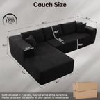 104" Cloudy Sectional L Shaped Couch for Living Room, No Assembly Required, Modular Comfy Sofa with Deep Seat, Fluffy Couch with Sleeper Chaise for Apartment Lounge (Black) - Grand Goldman