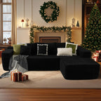 104" Cloudy Sectional L Shaped Couch for Living Room, No Assembly Required, Modular Comfy Sofa with Deep Seat, Fluffy Couch with Sleeper Chaise for Apartment Lounge (Black) - Grand Goldman