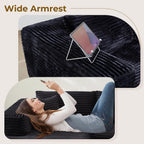 104" L-Shape Modular Sectional Sofa Couch - Comfy Upholstered Cloud Couch for Living Room - Modern Minimalist Couch,Deep Seat,No Assembly Required (Black,Plush Corduroy, Left Facing Chaise) - Grand Goldman