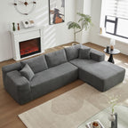 104" L-Shape Modular Sectional Sofa Couch - Comfy Upholstered Cloud Couch for Living Room - Modern Minimalist Couch,Deep Seat,No Assembly Required (Black,Plush Corduroy, Left Facing Chaise) - Grand Goldman