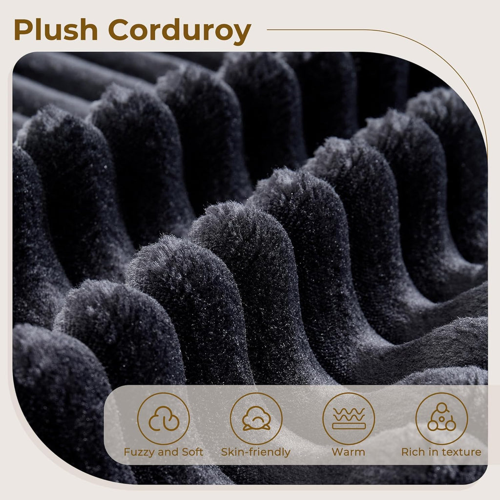 104" L-Shape Modular Sectional Sofa Couch - Comfy Upholstered Cloud Couch for Living Room - Modern Minimalist Couch,Deep Seat,No Assembly Required (Black,Plush Corduroy, Left Facing Chaise) - Grand Goldman