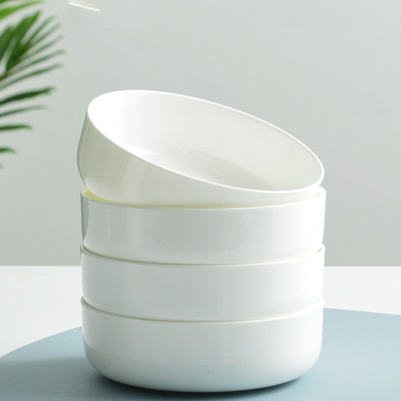 Household Pure White Simple Bone China Tableware Plate