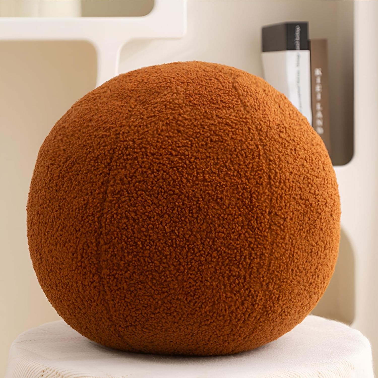 11.8 inch Ball Pillow Nordic Round Throw Pillows Boucle Ball Pillow Sphere Shaped Pillow Round Decorative Pillow for Couch, Sofa, Bedroom (Cream White, 11.8 inch) - Grand Goldman