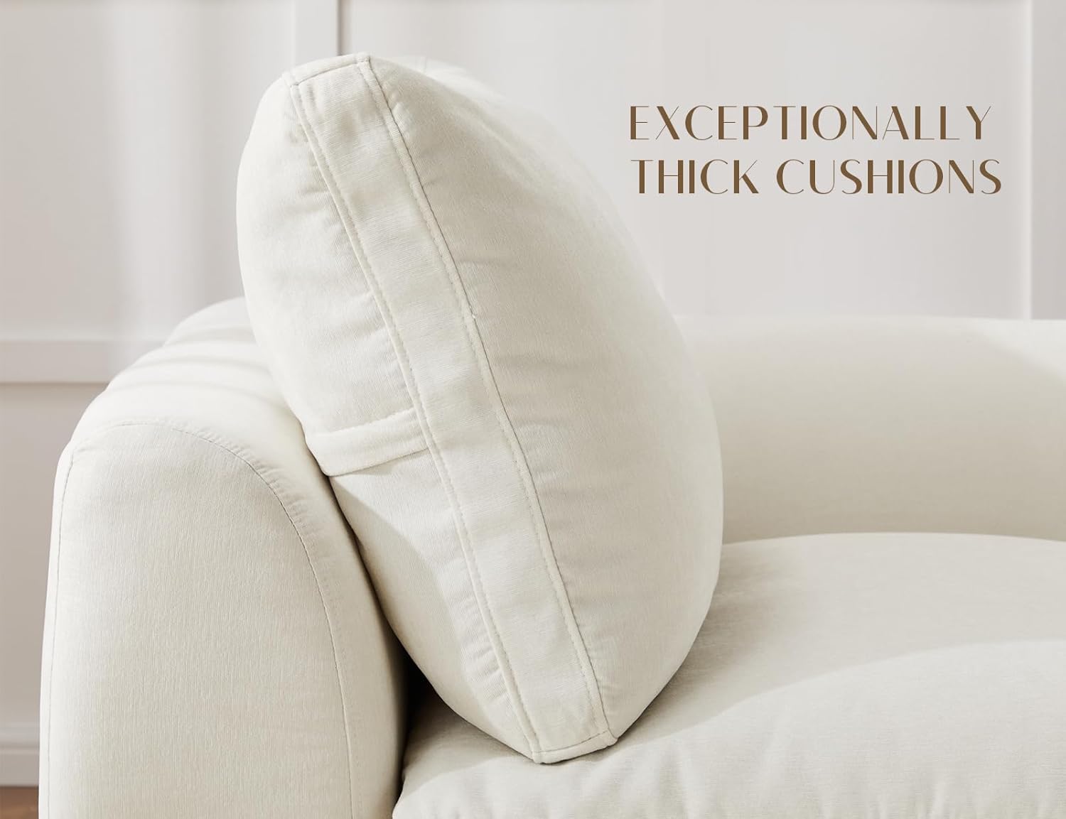 110" Cloud Sectional Couches for Living Room, Convertible L-Shape Couch with Ottoman, 3 Seater Modular Sectional Sofa, Warm White - Grand Goldman