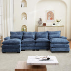 110" U Shape Cloud Couch, Comfy Upholstered Sectional Couches for Living Room, Oversized Deep Seat Modular Sleeper Sectional Sofa with Double Cushions & 4 Lumbar Pillows, Removable Armrest, Grey - Grand Goldman