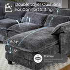 110" U Shape Cloud Couch, Comfy Upholstered Sectional Couches for Living Room, Oversized Deep Seat Modular Sleeper Sectional Sofa with Double Cushions & 4 Lumbar Pillows, Removable Armrest, Grey - Grand Goldman