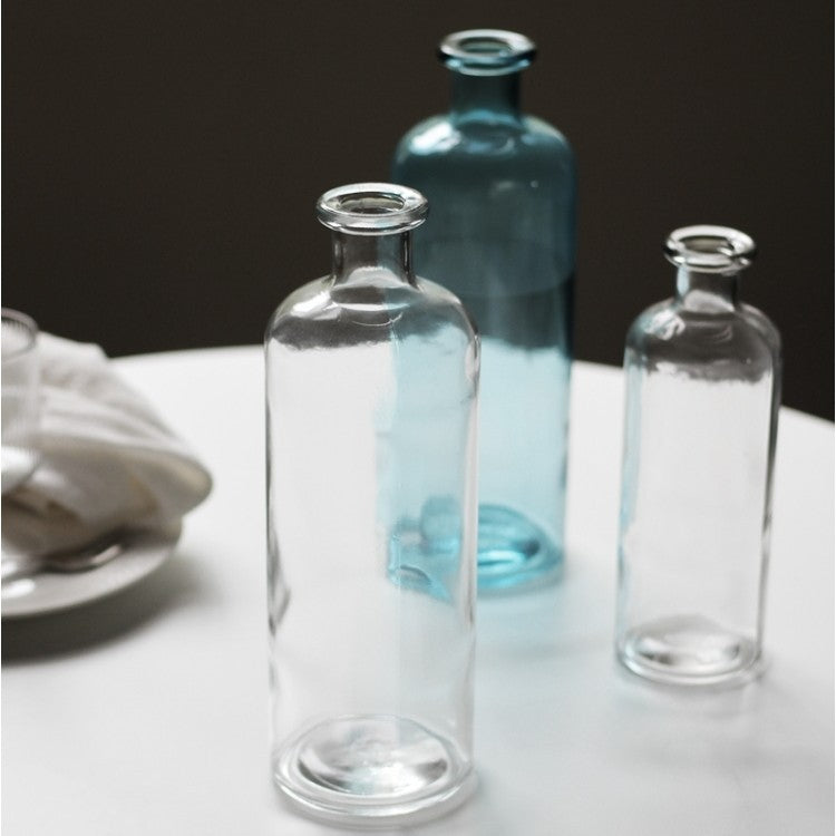 Vaso in vetro per bocca trasparente blu semplice vaso nordico inserito