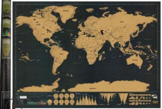 Personalized Black Scratch Off Art World Map Poster Decor Large Deluxe Poster Edition Travel
