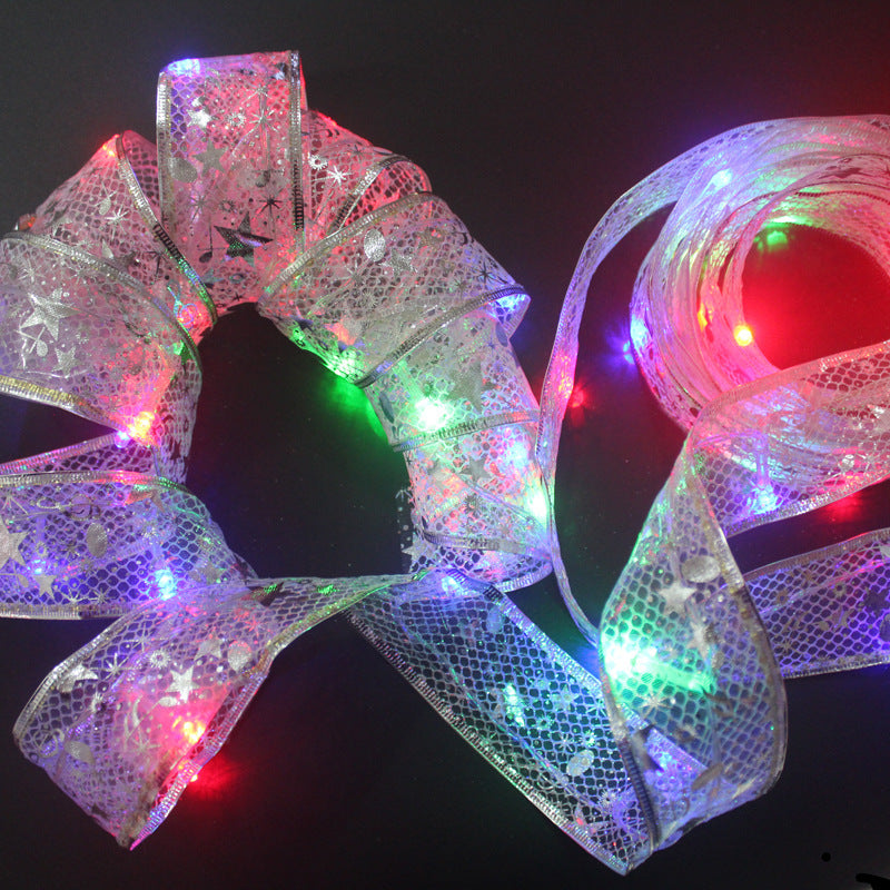 6LED Lights Gilding Double Ribbons Gilding Double Ribbons Christmas Tree Double Ribbons