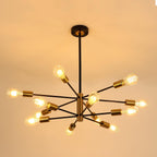 12-Light Modern Sputnik Chandelier, Mid Century Black Gold Ceiling Chandeliers,E26 Base,Branch Height Adjustable Pendant Lighting Fixture for Kitchen Island Dining Room Living Room Bedroom - Grand Goldman