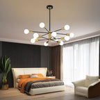 12-Light Modern Sputnik Chandelier, Mid Century Black Gold Ceiling Chandeliers,E26 Base,Branch Height Adjustable Pendant Lighting Fixture for Kitchen Island Dining Room Living Room Bedroom - Grand Goldman