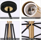 12-Light Modern Sputnik Chandelier, Mid Century Black Gold Ceiling Chandeliers,E26 Base,Branch Height Adjustable Pendant Lighting Fixture for Kitchen Island Dining Room Living Room Bedroom - Grand Goldman