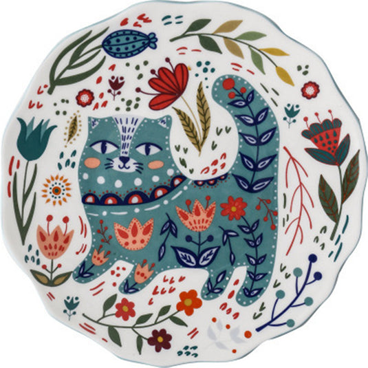 Hand Painted Cat Dinner Plate