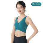 Women's Solid Color Deep V Cross Pleated Slim Vest