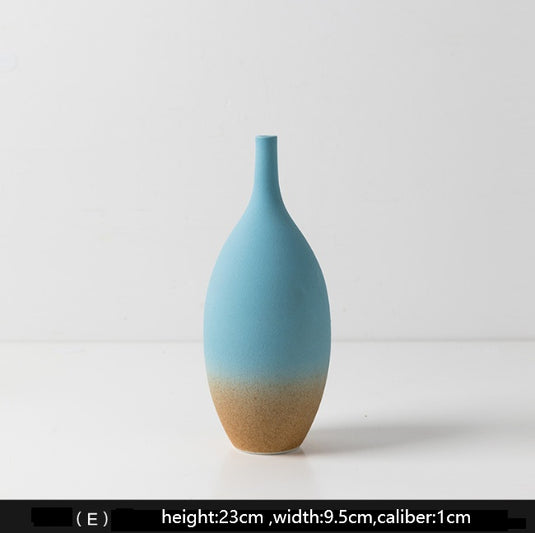 Creative Blue Brown Shade Ceramic Vase Various Forms Abstract Design Home Decor Flower Pot