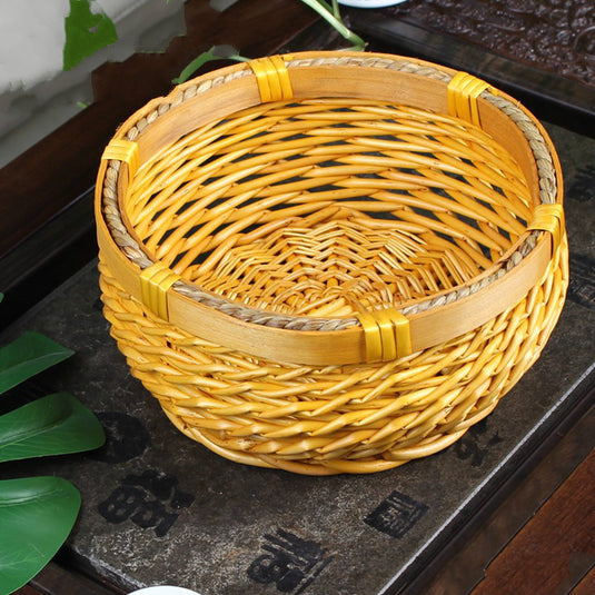 Circular rattan basket for storage