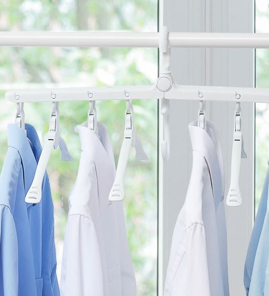 Retractable Clothes Hanger Folding Multifunctional Non-slip Storage Rack Clothing Rod Wardrobe Space Saver Laundry Shelf