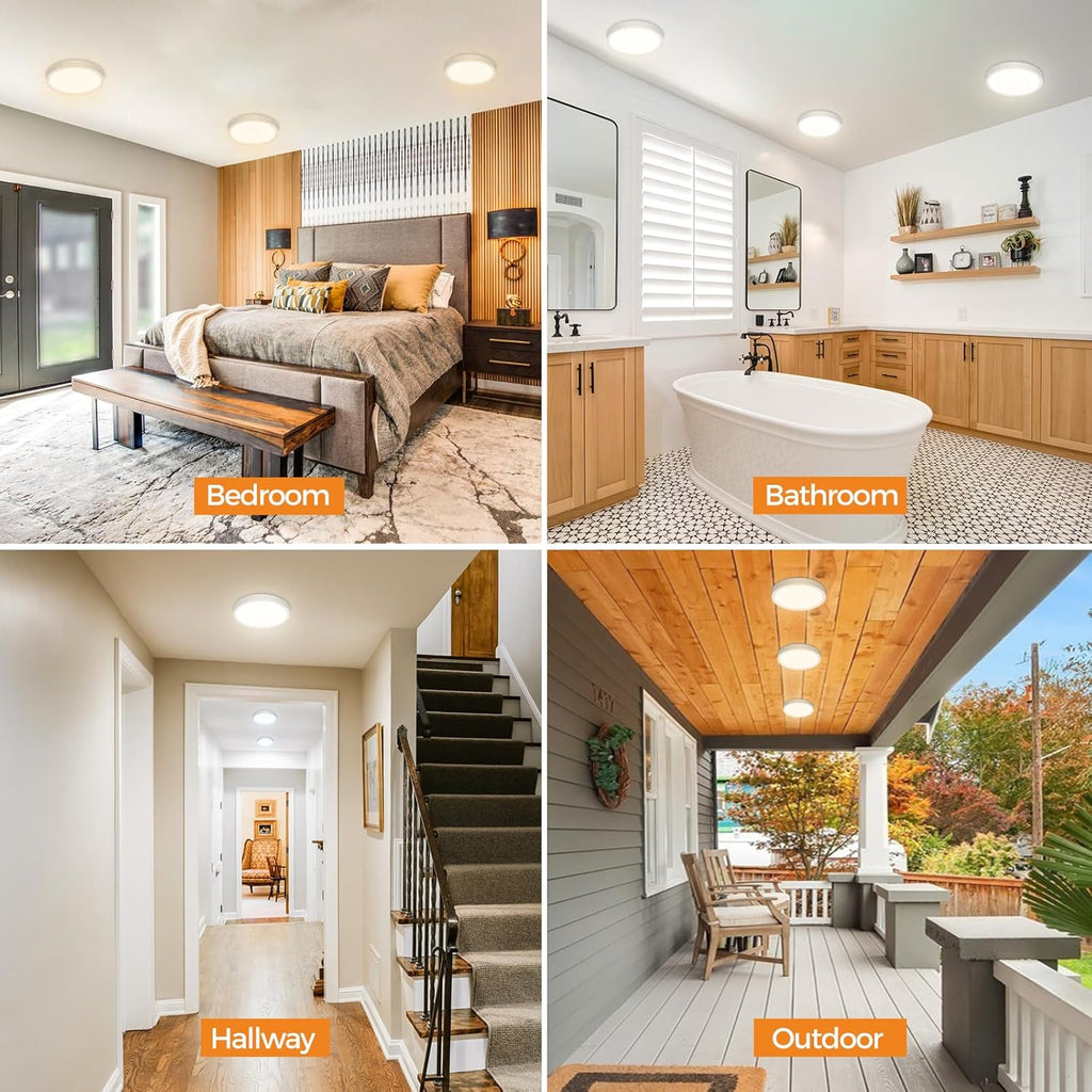 12Pack LED Flush Mount Ceiling Light, Dimmable & 100W Equivalent Super Slim LED Ceiling Light, 3000K-6500K Selectable, 12W 1500Lm Round Light Fixture for Bedroom, Bathroom, Closet, Hallway - Grand Goldman